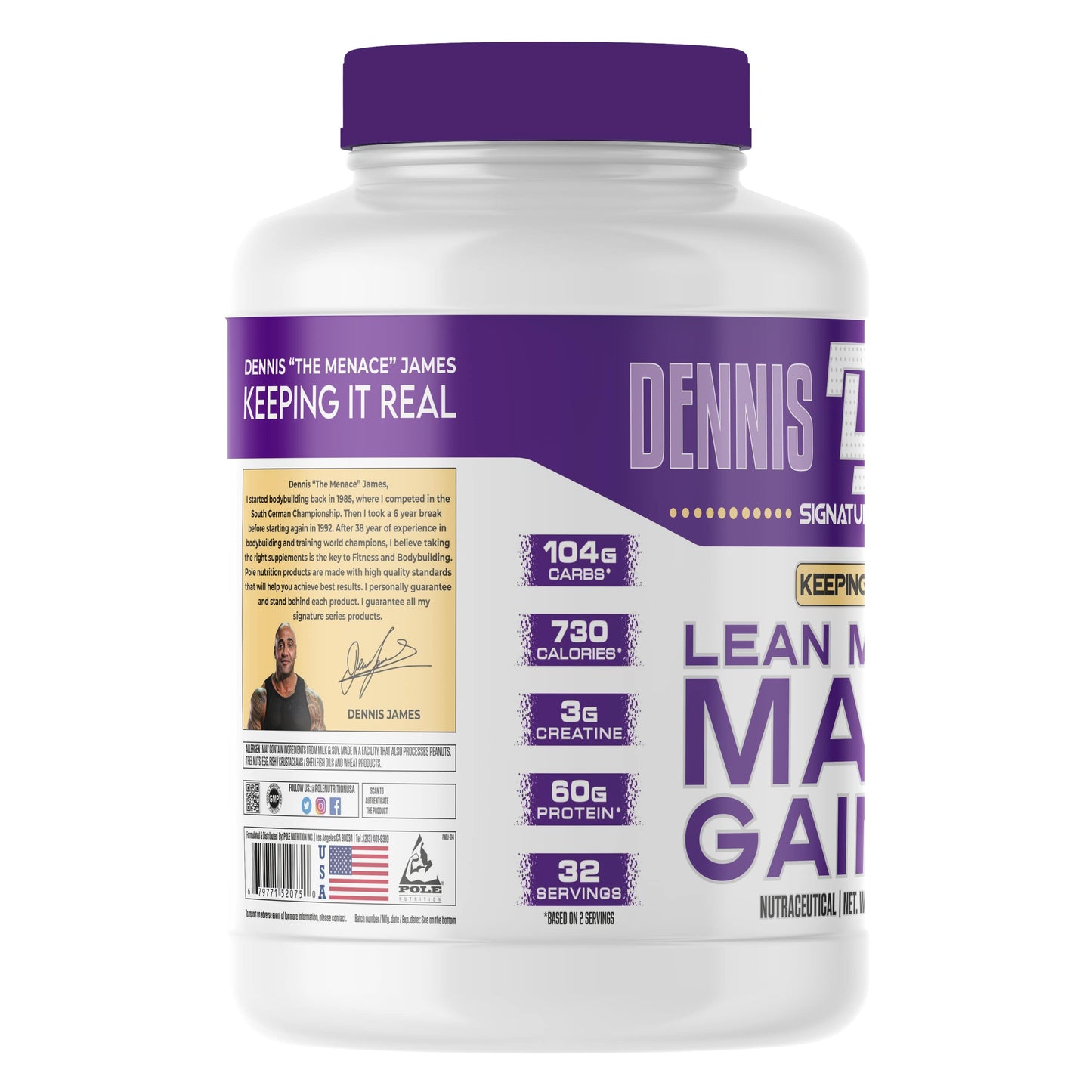 Dennis James Signature Series Lean Muscle Mass Gainer, 7Lbs