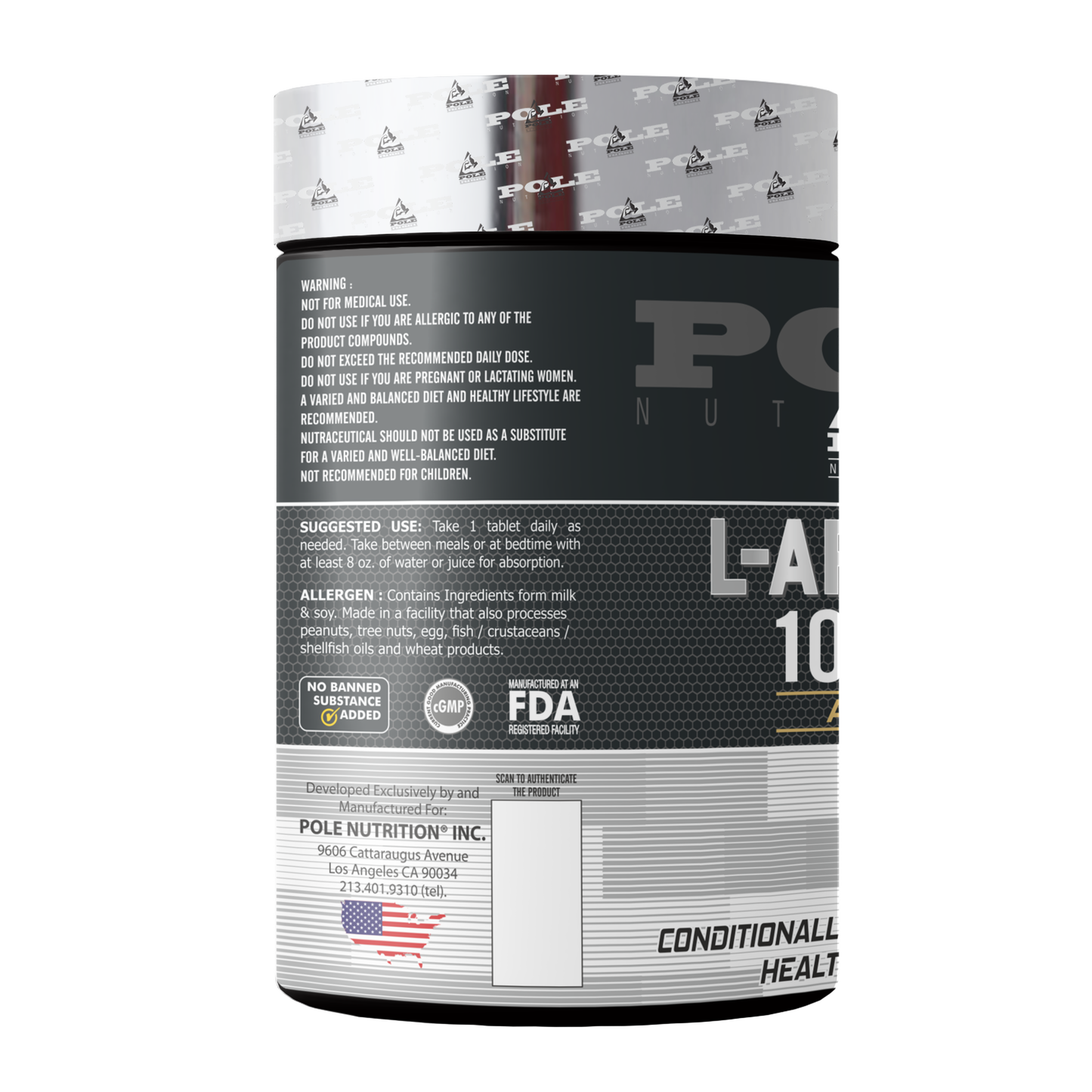 L-Arginine 1000mg, 120 Tablets